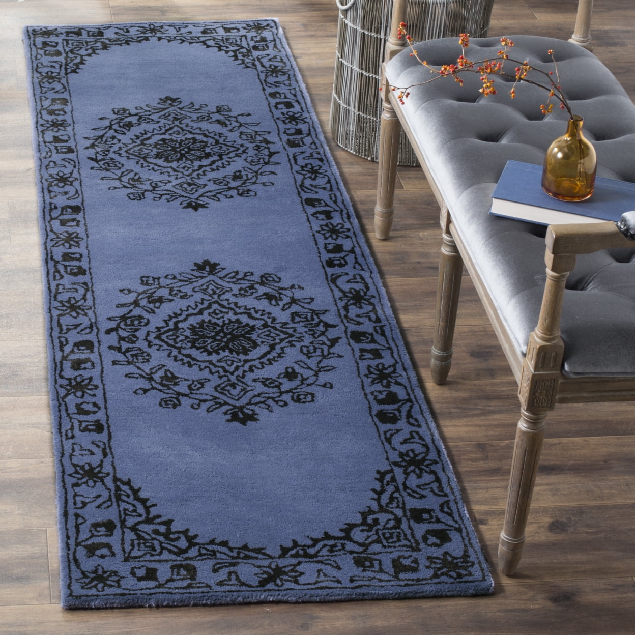 SAFAVIEH Glamour Gaia Floral Bordered Wool Area Rug, Purple, 5' x 8'