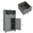 thumbnail image 2 of Gymax Bathroom Floor Cabinet Wooden Storage Organizer w/Drawer Doors Grey, 2 of 10