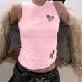 thumbnail image 2 of Women's Y2k Tank Tops Heart Hollow Out Crew Neck Sleeveless Cropped Tees Summer Stylish Tunic Blouse (L, Pink), 2 of 8