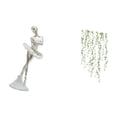 thumbnail image 5 of CoudarTitie Graceful Dancing Girl Figurine with Elegant Green Plant Leaves Wall Art Sculpture for Modern Bedroom Fireplace Office Entrance Decor, 5 of 8