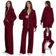 thumbnail image 6 of YHCY 2 Piece Zip Up Sweatsuits for Women Basic Long Sleeve Hooded Sweatshirt Long Straight Wide Leg Sweatpant Casual Comfy Soft Suits Plus Size Fall Trendy Sets Lounge Travel Tracksuits Wine Xxl, 6 of 9