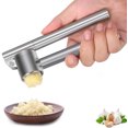 thumbnail image 1 of Garlic Press Mincer - 304 Stainless Steel Garlic Crusher & Peeler Set, Detachable, Heavy-duty, Rust Proof Garlic Mincer Design for Extracts More Garlic Paste Per Clove, 1 of 7