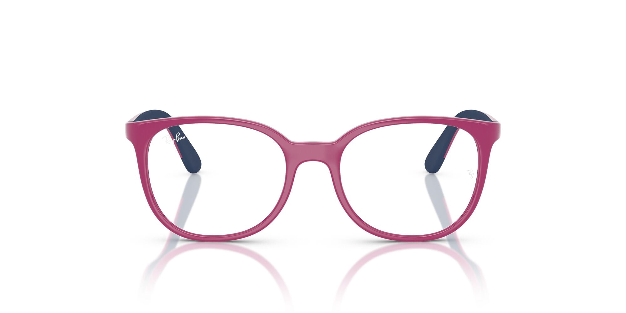 Ray-Ban Youth Size 47 0RY1631 Prescription Eyeglasses with Case, Fucsia with Rubber Blue/Demo Lens