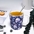 thumbnail image 5 of Yiaed Skull flower white blue Print Ceramics Coffee,Large Handle Design,Extra Large Tea and Coffee Cup for Office and Home Mugs, 5 of 6