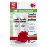 Aquaphor Naturally Inspired Lip Repair Balm Stick with Aloe Vera, Holiday Gifts, 0.17 oz, 2 Pack