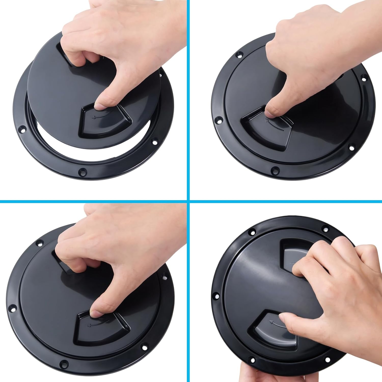 ABCISI 5 Inch Boat Deck Hatch,  Non-Slip Inspection Hatch with Detachable Cover for Marine Boat Yacht Seal Kayak Hatch Plus RV Marine Tight Hole Cover Lid, Black