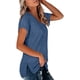 thumbnail image 4 of Minnieouse Camiseta de mujer con cuello en V, manga corta de color sólido, blusa dividida de color sólido Prendas para la parte del cuerpo Azul oscuro L Minnieouse AP003161-23, 4 of 6