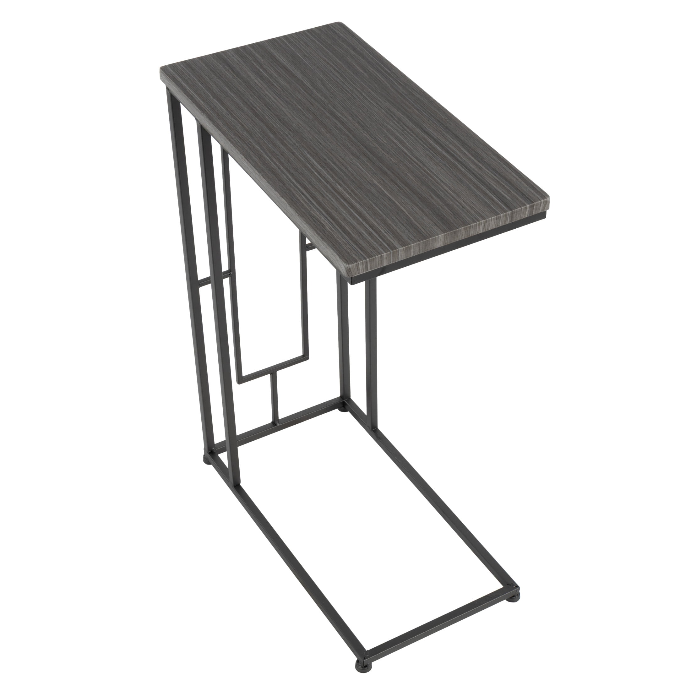 DecMode 19" x 26" Gray Metal C-Shaped Accent Table with Black Metal Base, 1-Piece