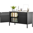 thumbnail image 3 of Elegant Metal Locker Storage Cabinet, 2 Door Metal Accent Cabinet,2 Tier Low Metal Cabinet with Doors and Shelf  for Home and Office,Black, 3 of 7