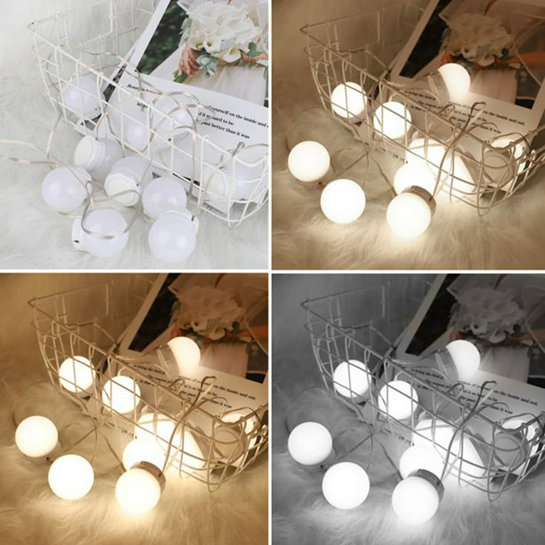 Led Mirror Lights Stick on LED Lights Dimmable String of 10 