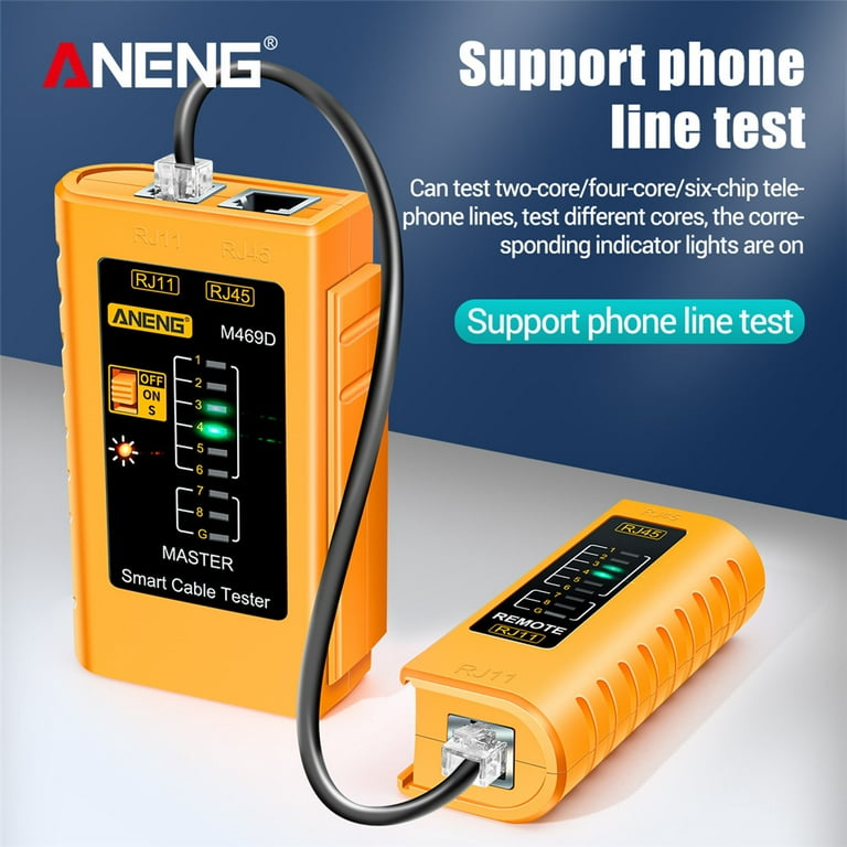 ANENG M469D Network Cable Tester Pairing Instrument for RJ11 RJ45 Telephone  Lines with Indicator, On-off Checking/ Shielded Network Cable/  Long-distance Testing 