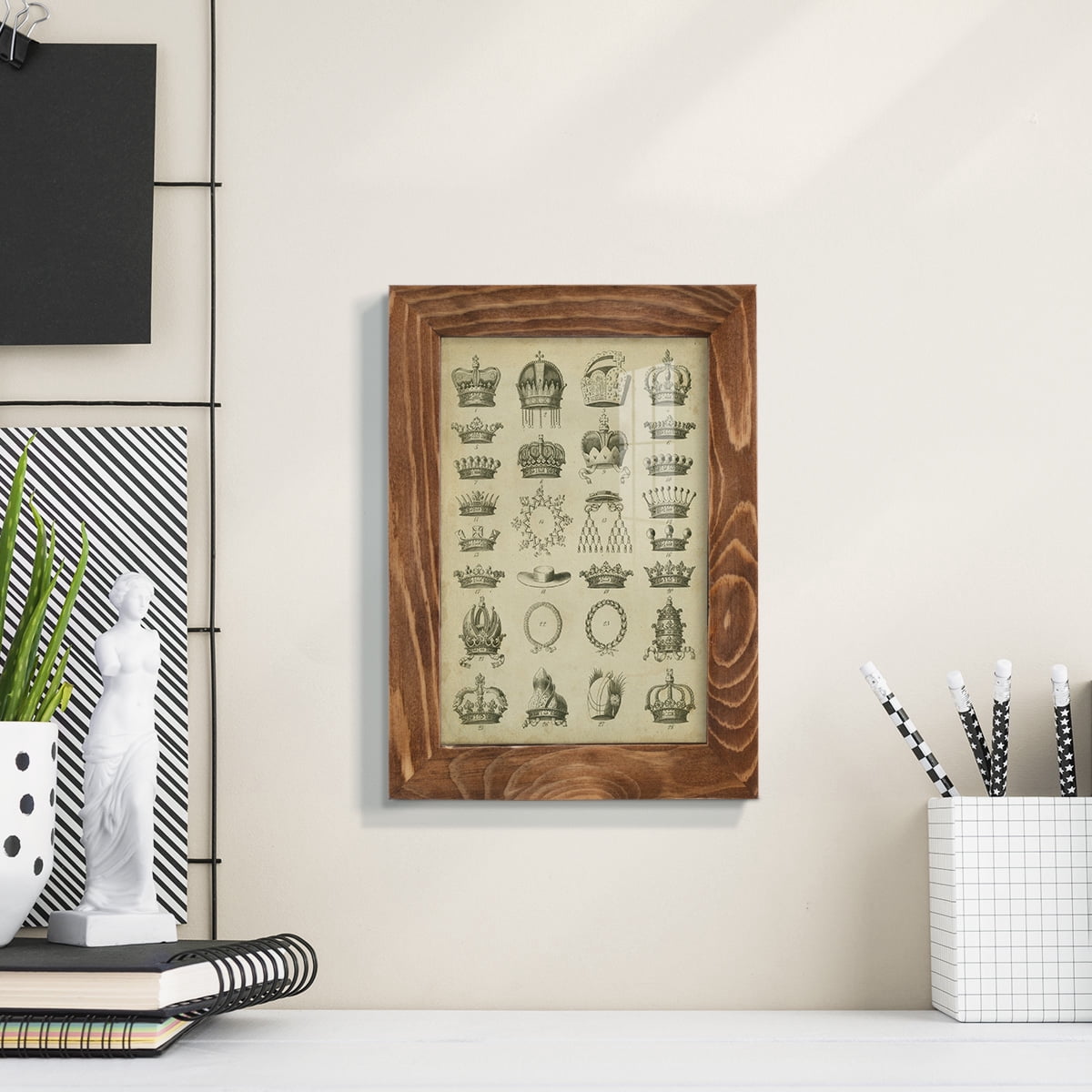 Heraldic Crowns & Coronets III -Framed Print w/glass-Walnut