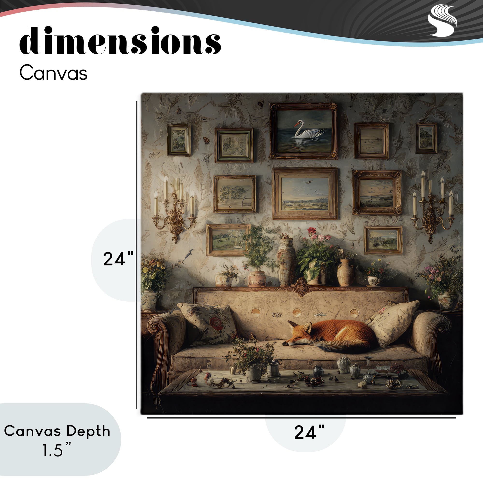 Stupell Industries Vintage Parlor with Fox Canvas Wall Art, design by The Wands Want