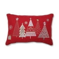 thumbnail image 1 of Pillow Perfect 629858 Christmas Star Topped Trees Lumbar Pillow - Red, 1 of 2