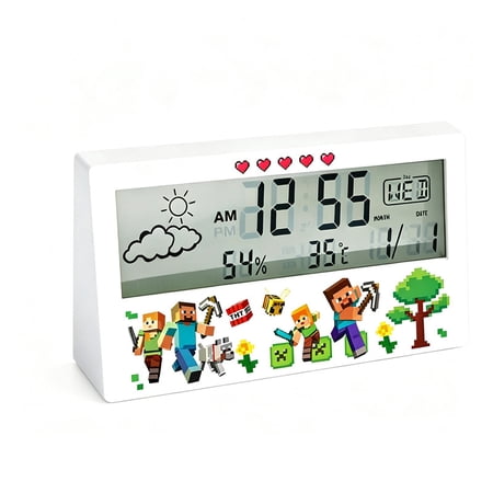 Cozy Pixel Style Compact Portable Digital Alarm Clock, Battery Powered Desk Clock for Teen Dorm Essentials, Ideal Gamer Gift