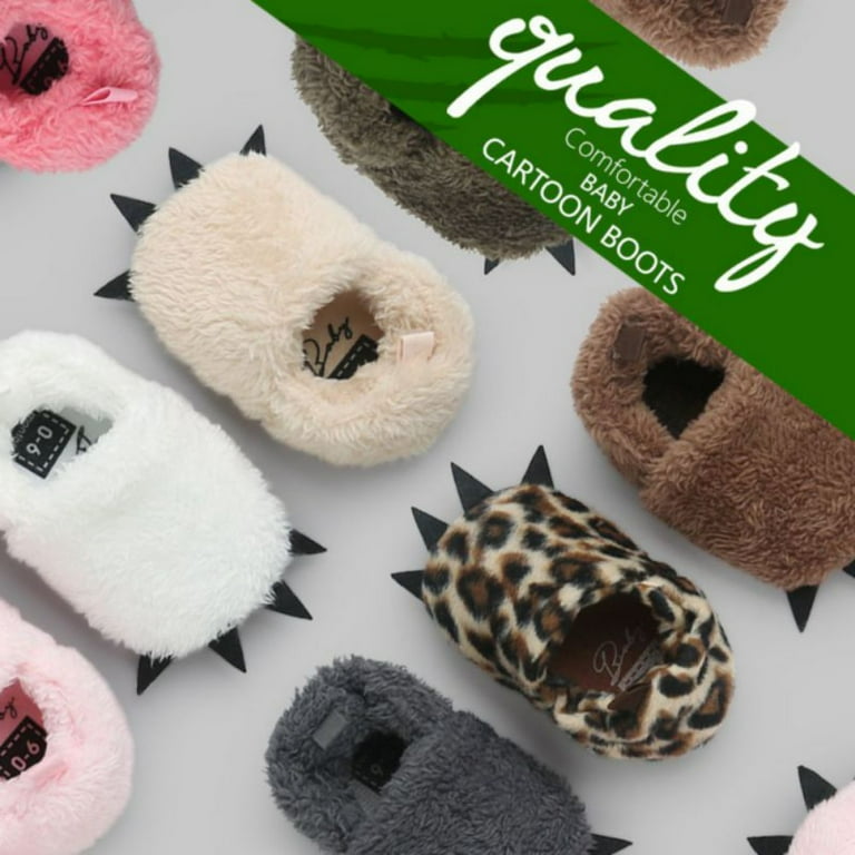 Furry top baby slippers