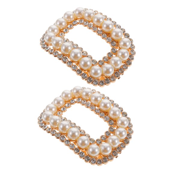 OULII 2Pcs Lightweight Golden Rhinestone Shoe Clips Removable Clip on Shoe Decorations