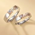 thumbnail image 3 of Bagues pour Couple Gravées de Strass - 2 Pcs Bagues Assorties Ajustables Bagues de Promesse, 3 of 9