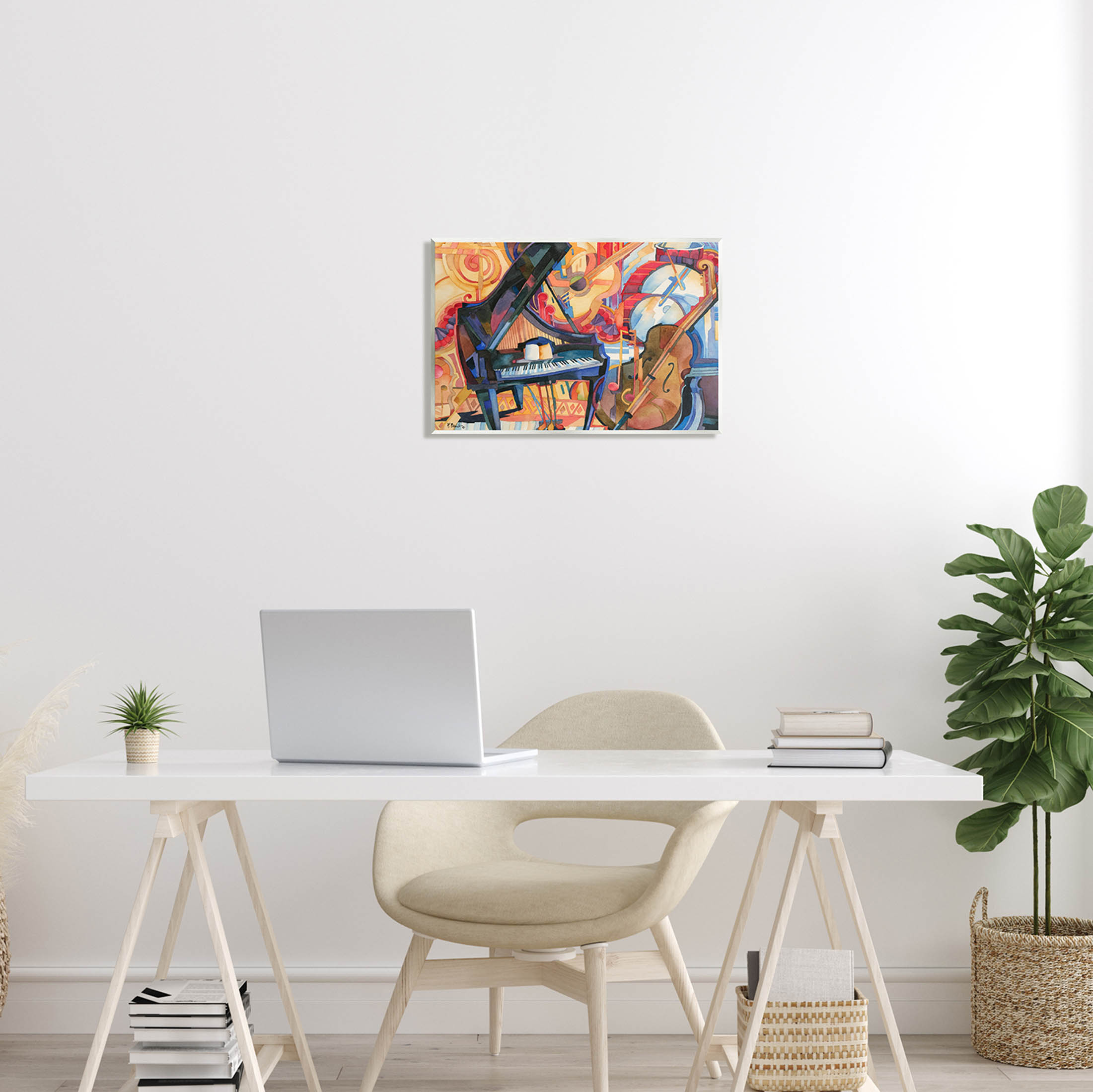 Stupell Industries Big City Music Piano Cubism Painting Unframed Art Print Wall Art, Design by Paul Brent