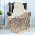 thumbnail image 4 of Oriental Soft Flannel Fleece Throw Blanket, Complex Design Mandala and Paisley Nature Inspired Traditional Victorian Revival, Cozy Plush for Indoor and Outdoor Use, 70" x 90", Brown Tan, by Ambesonne, 4 of 5