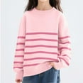 thumbnail image 6 of AHTJRT Girls Oversized Striped Sweater Kids Children Fall Winter Fashion Crewneck Pullover Thermal Soft Knitted Basic Top Pink 7-8 Years, 6 of 6