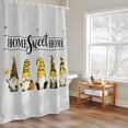 thumbnail image 4 of Sweet Home Shower Curtain, Vintage Abstract Cute Gnomes White Daisy Floral Honey Grey Waterproof Shower Curtain Set with 12 Hooks Lightweight Bath Curtains Fabric Bathroom Decor 72x72 Inches, 4 of 9