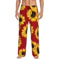 thumbnail image 2 of Lsque Sunflowers On Red Print Men's Pajama Pants, Lounge Pant - Comfortable Home Wear,Elastic Waistband, Stylish Design-Large, 2 of 9