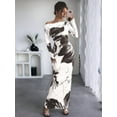 thumbnail image 5 of Women'S Bodycon Maxi Dress Fall Spring Fashion Long Sleeve Floral Print Tight Fitted Party Club Ruched Dresses Black XXL, 5 of 7