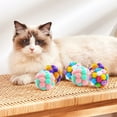 thumbnail image 2 of Flmtop Cat Ball Toy Built-in bell Interactive Colorful Plush Mini Ball Kitten Teaser Toy Pet Toy, 2 of 11