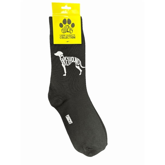 Novelty Crew Socks with Silhouette Greyhound Dog Print, One Size Fits Most Women, Men, Funny, Cute Gift Idea for Dog Lovers, Comfortable, Stylish, Perfect for Daily Wear, Black