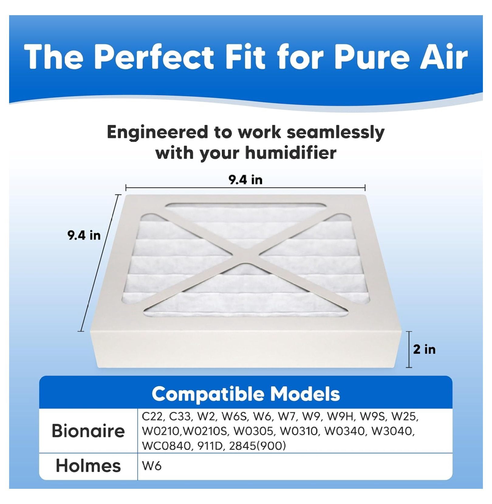 6-Pack Humidifier Filter Replacement for Bionaire 911D Filter - Compatible with Bionaire C22 C33 W2 W6 W7 W9 W25 W0210 W0305 W0310 W0340 W0840 W2845 Air Filters
