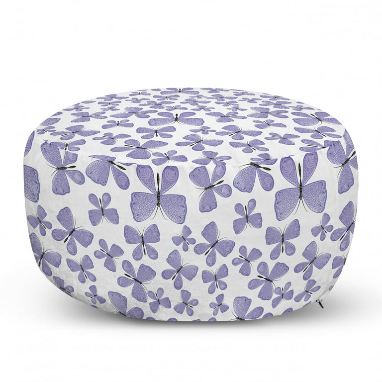 Purple Footstool Contemporary Stool Foot Rest Floral Print 