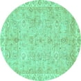 thumbnail image 1 of Ahgly Company Indoor Round Abstract Turquoise Blue Modern Area Rugs, 3' Round, 1 of 4