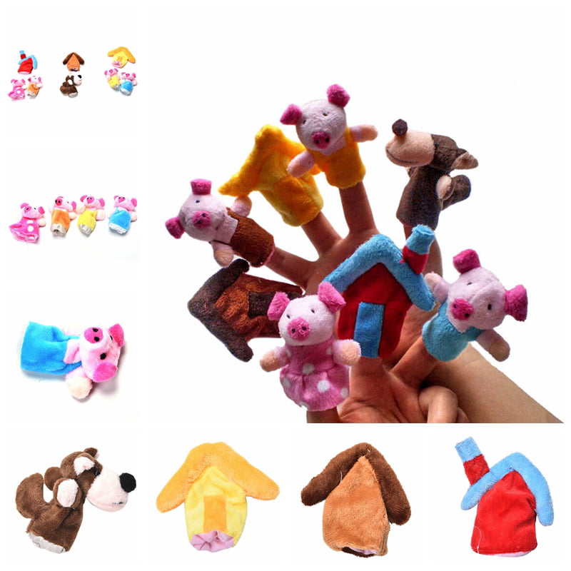 Finger Puppets Educational Hand Toy Kids Story Three Little Pigs Finger Dolls ze 