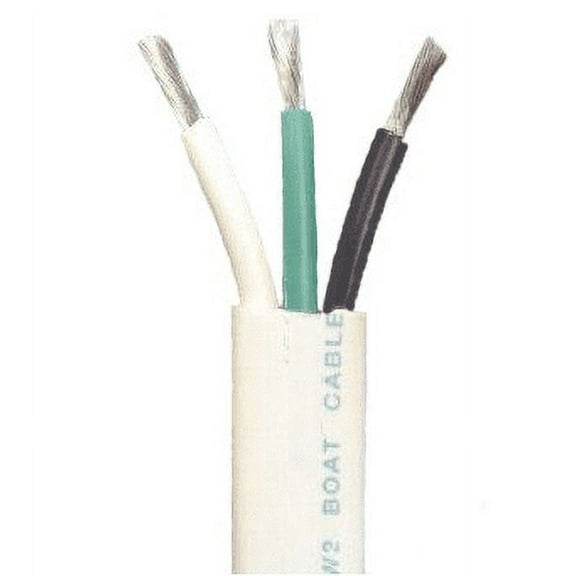 Crimp Supply 12/3 AWG Triplex Tinned Marine Wire, Black/Green/White 100 Feet