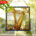 thumbnail image 5 of 2D Flat, 1pc Harp-Themed 8-Inch Square Suncatcher Hanging Plaque - Tale Music Room Decor with Harp Instrument Design, Window Ornament for Christmas Year-Home Decoration, 5 of 8