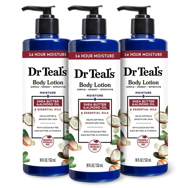 Loción corporal Dr. Teal's con manteca de karité y almendras, 540 ml (paquete de 3)
