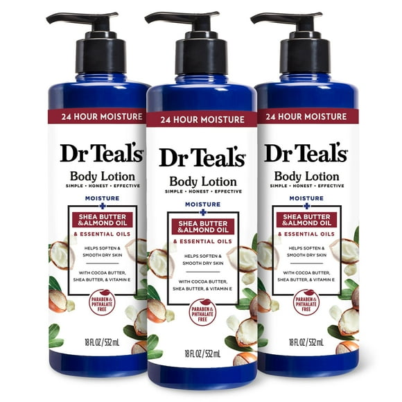 Loción corporal Dr. Teal's con manteca de karité y almendras, 540 ml (paquete de 3)