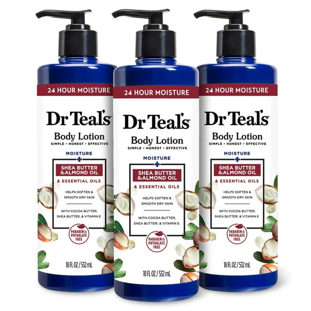 Loción corporal Dr. Teal's con manteca de karité y almendras, 540 ml (paquete de 3)