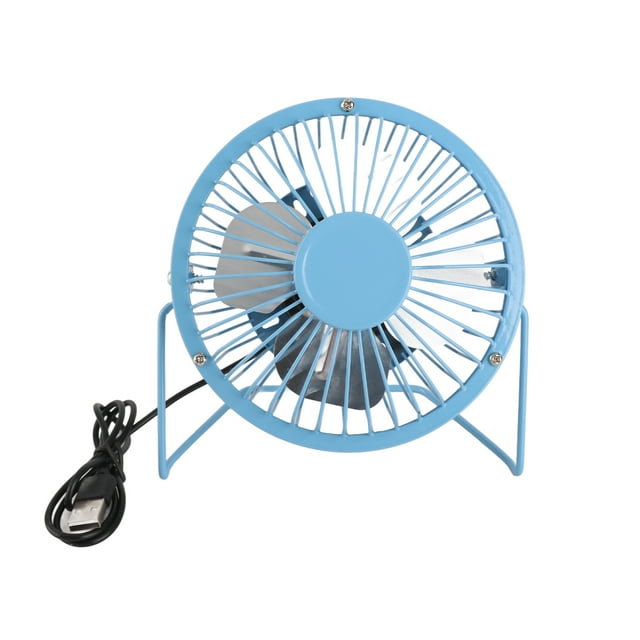 Mini ventilador de escritorio de 4 pulgadas con carga USB, de metal, personal, pequeño, circulador de aire, ventilador de refrigeración, color azul