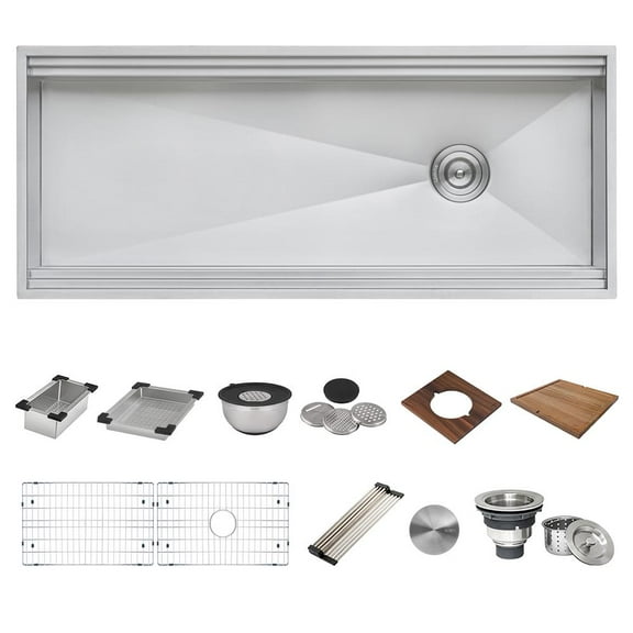 Ruvati 45-inch Workstation Two-Tiered Ledge Kitchen Sink Undermount 16 Gauge