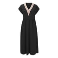 thumbnail image 3 of 2024 European And Solid Color Lace V Neck Sleeveless Loose And Linen Pocket Dress Women Dresses below The Knee Womens Long Dresses Ladies Maxi Dress Womens Dresses Dresses Casual Women Summer Dress, 3 of 4