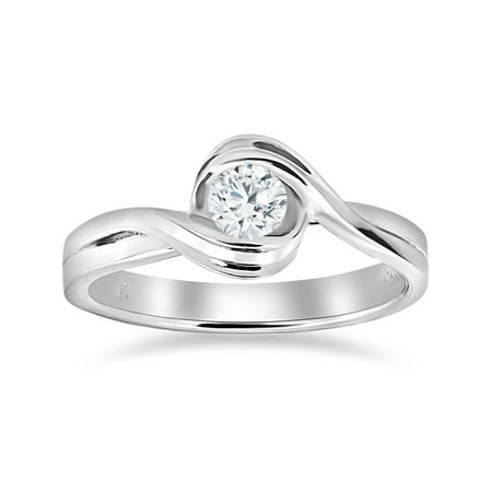 1/2 ct Solitaire Diamond Engagement Ring 14k White Gold Round Cut Jewelry