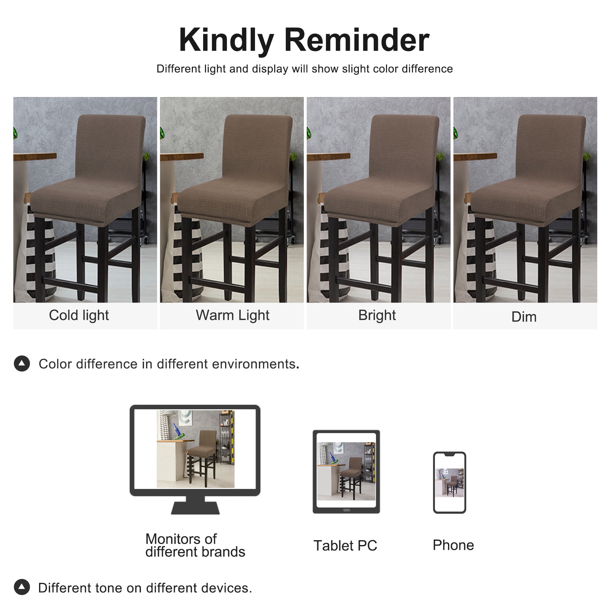 Unique Bargains Polyester Stretch Bar Stool Covers Elastic Band Mid Back Chair Slipcover Light Brown 1 Pc