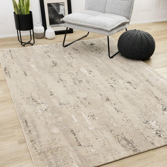 Rug Branch Contemporary Distressed, Organic Beige Indoor Area Rug - 5' x 8'