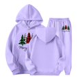 thumbnail image 3 of Toddler Christmas Sweatsuit 2 PC Graphic Long Sleeve Pullover Holiday Tops Sweatpants Set 3-4 Years Girls Clothes, 3 of 3