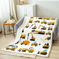 thumbnail image 2 of Kids Excavator Blanket Farm Tractor Throw Blanket Boys Girls Cartoon Construction Truck Fleece Blanket Toddler Children Machinery Truck Cars Sherpa Blanket Digger Bedroom Decor 60"x80", 2 of 4