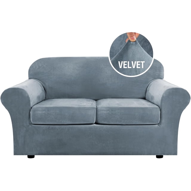 Housse de Canapé Moderne en Velours Peluche 4 Pcs à Haute Extensibilité, Protège-Meubles Ajusté, Housse de Canapé Épaisse de Luxe, Lavable à la Machine