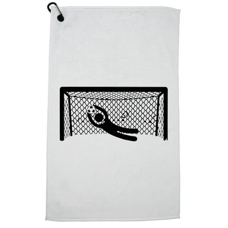 Goalkeeper Diving Soccer Ball Save from Goal Golf Towel with Carabiner (Best Goalie Saves Soccer)