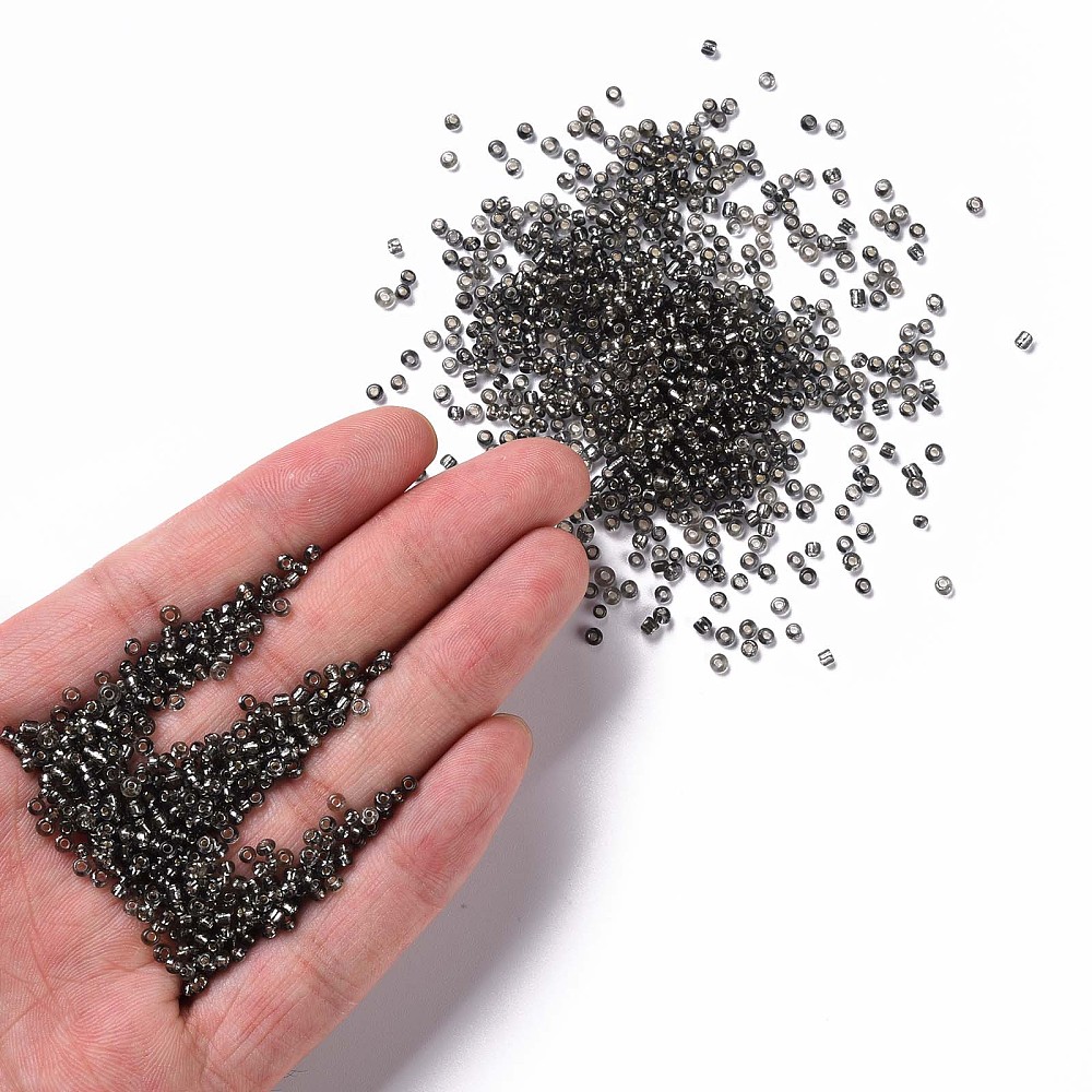 8/0 Glass Seed Beads Silver Lined Round Hole Round Light Grey 3mm Hole: 1mm about 10000 beads/pound